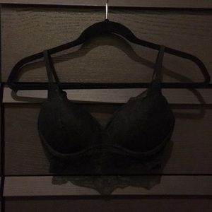 Black floral lace pushup bralette